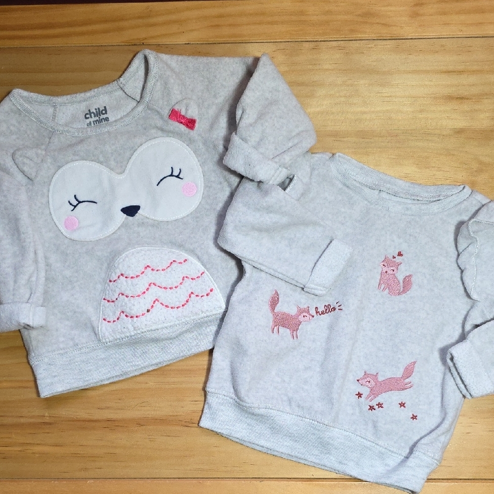 Child of Mine Light Gray Sweatshirts with Cute Animal Prints